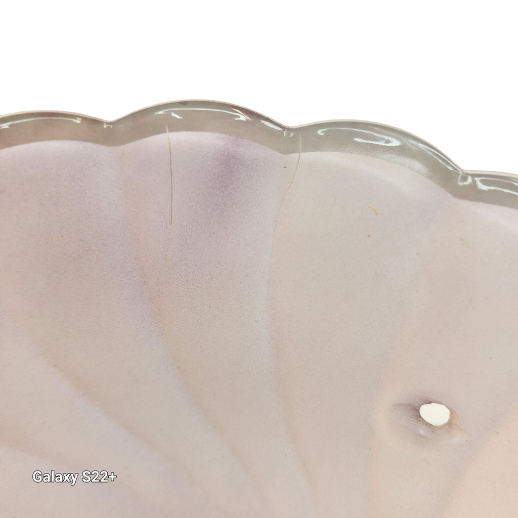 Vintage Art Deco Pink Swirl Frosted Glass Ceiling Light Globe 3 Chain Pendant Shade Scalloped Edge