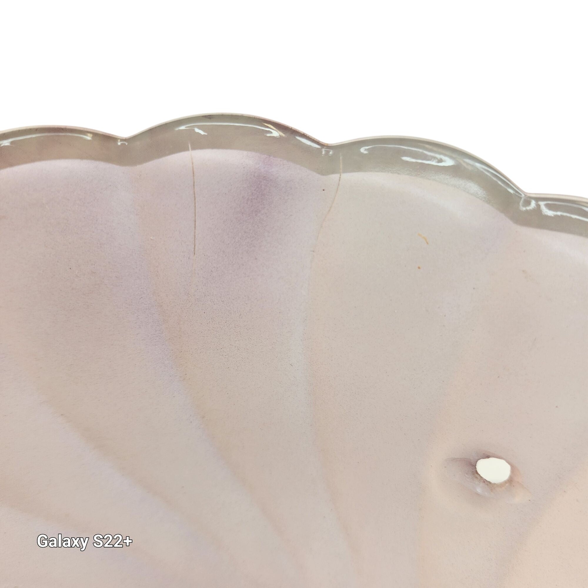 Vintage Art Deco Pink Swirl Frosted Glass Ceiling Light Globe 3 Chain Pendant Shade Scalloped Edge