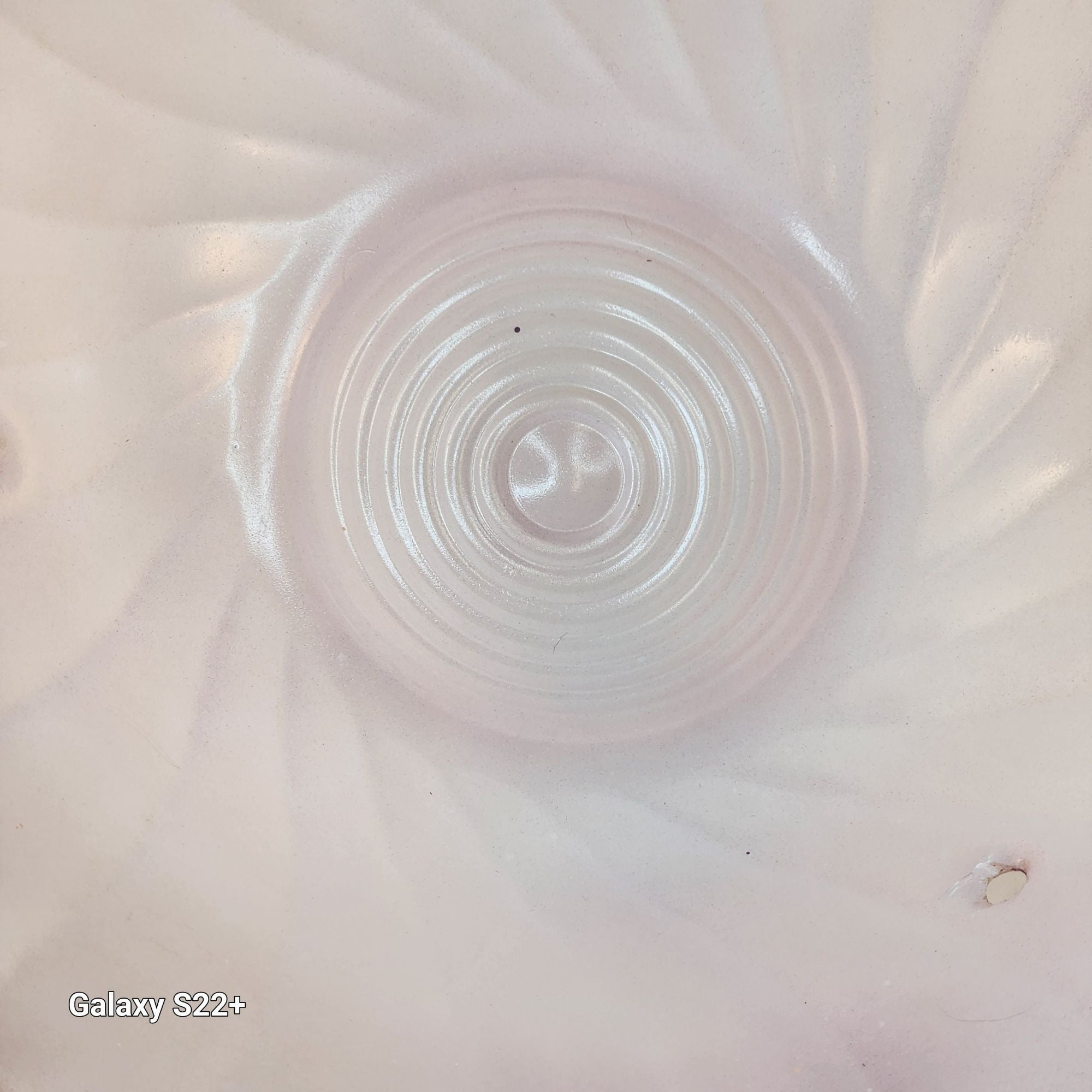 Vintage Art Deco Pink Swirl Frosted Glass Ceiling Light Globe 3 Chain Pendant Shade Scalloped Edge