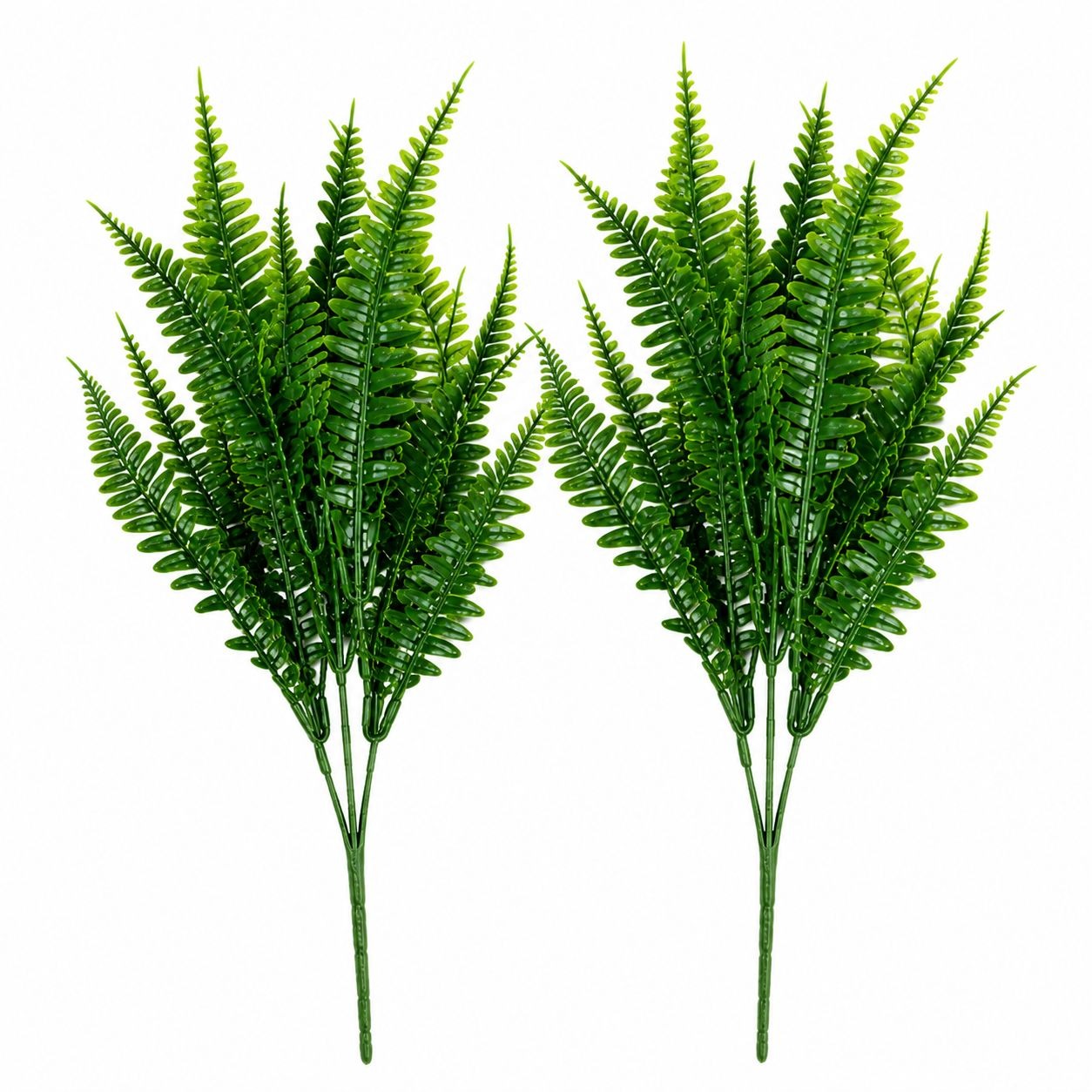 2 UV Resistant Artificial Fern Bushes Faux Fern Greenery Outdoor Fern Stems Farmhouse Decor Wreath Supplies Hanging Basket Filler