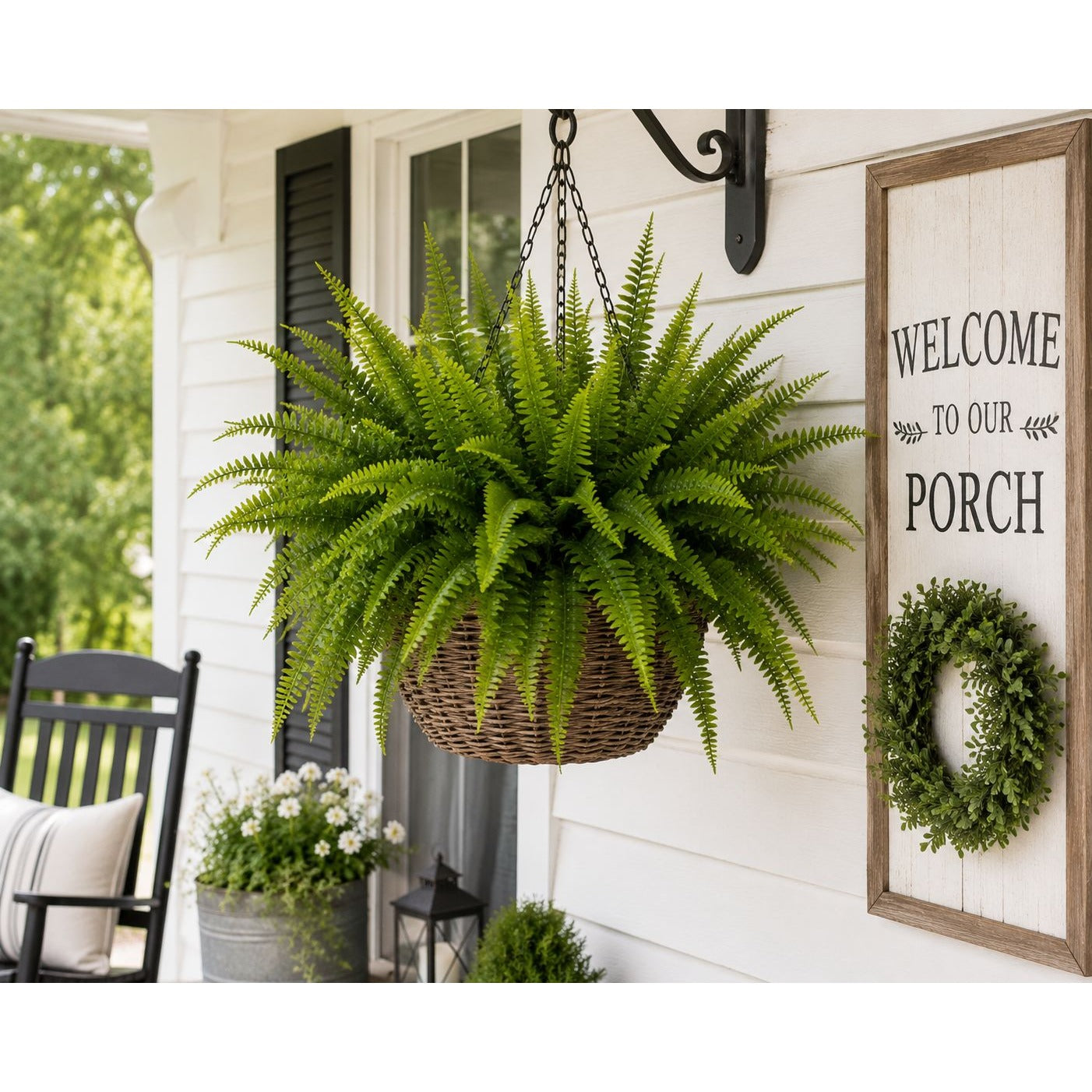 Artificial Fern Bushes UV Resistant Faux Fern Stems Set of 2 Wreath Supplies Farmhouse Decor