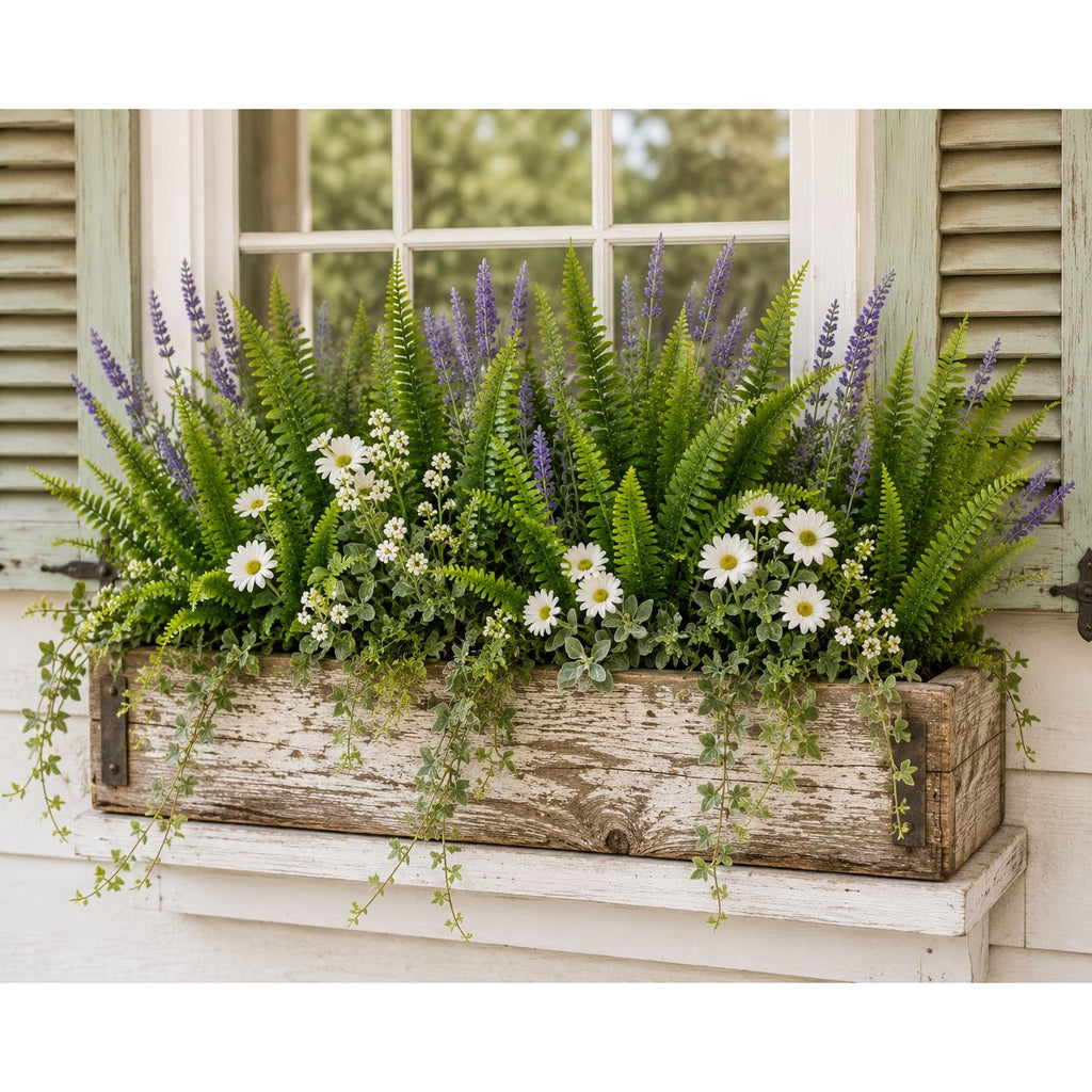 Artificial Fern Bushes UV Resistant Faux Fern Stems Set of 2 Wreath Supplies Farmhouse Decor