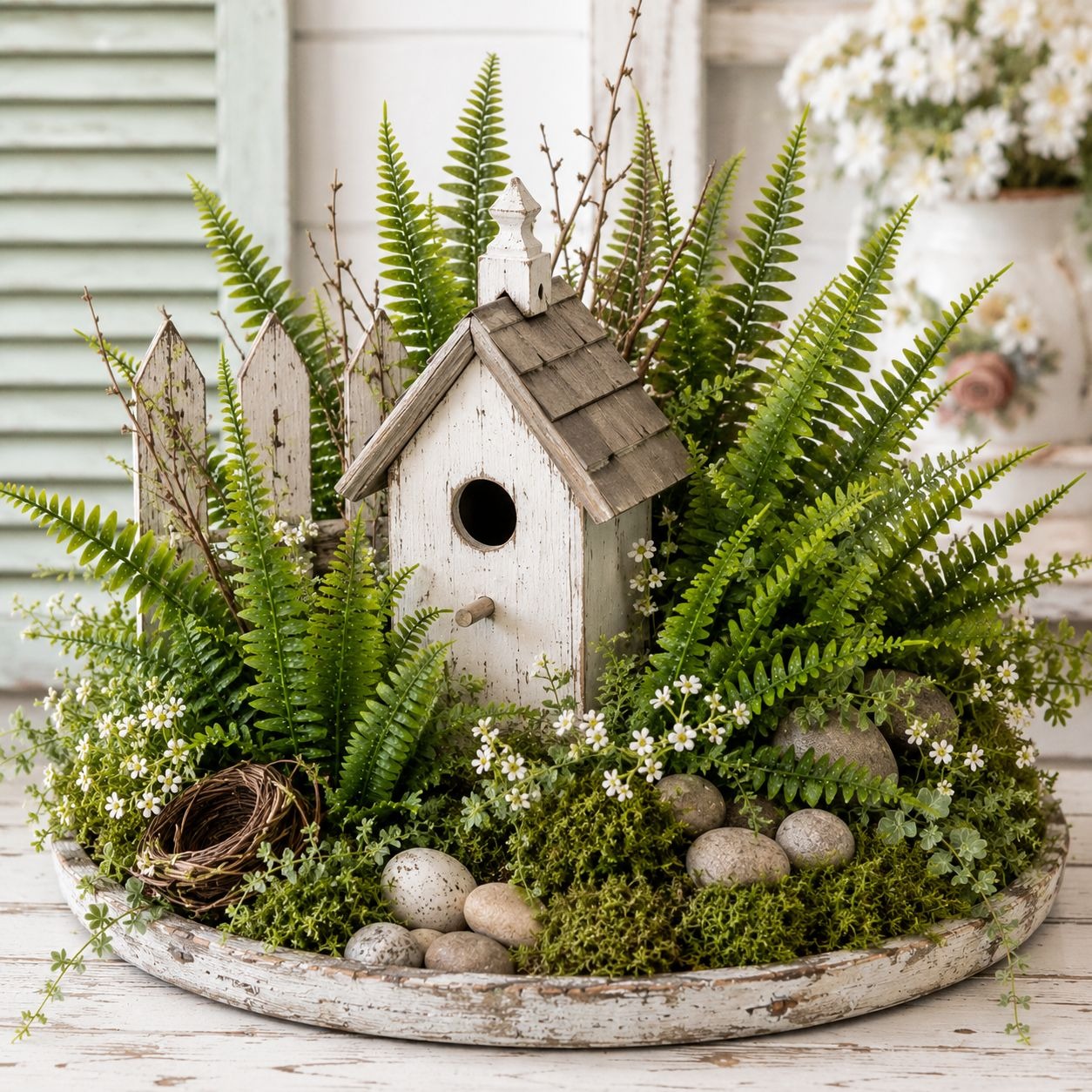 Artificial Fern Bushes UV Resistant Faux Fern Stems Set of 2 Wreath Supplies Farmhouse Decor