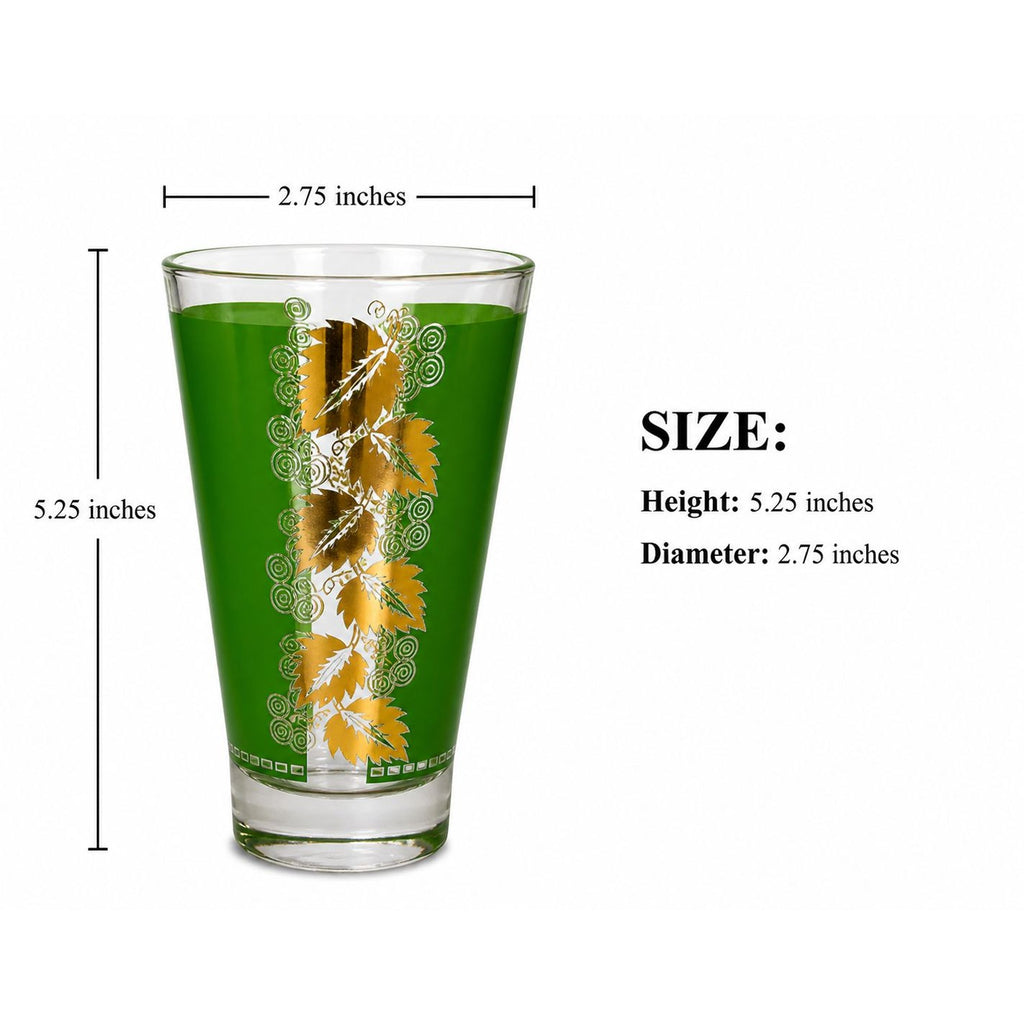 Vintage Libbey Green Grape Leaf Glass | Gold Leaf Barware | Mid Century Cocktail Tumbler | 1950s Retro Drinking Glass | Replacement Glass