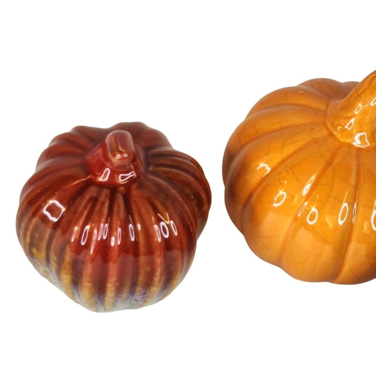 Fall Thanksgiving Ceramic Pumpkins Set of 3 Small Tabletop Harvest Decor New