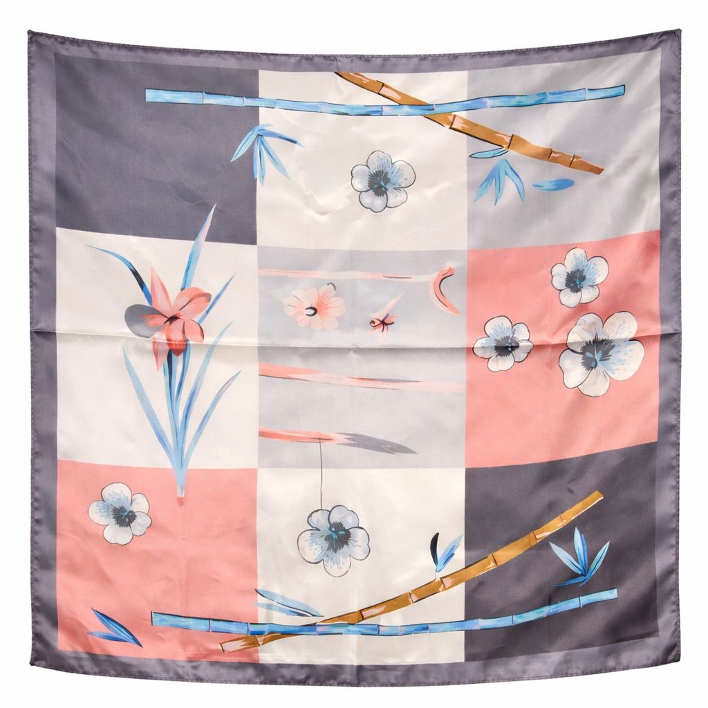 20x20 Satin Square Scarf Floral Bamboo Patchwork Hair Neck Head Wrap