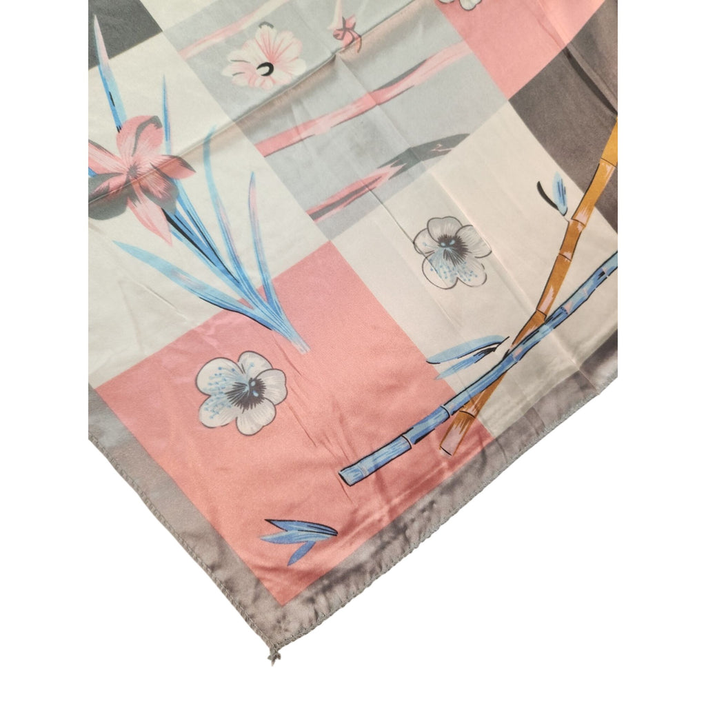 20x20 Satin Square Scarf Floral Bamboo Patchwork Hair Neck Head Wrap
