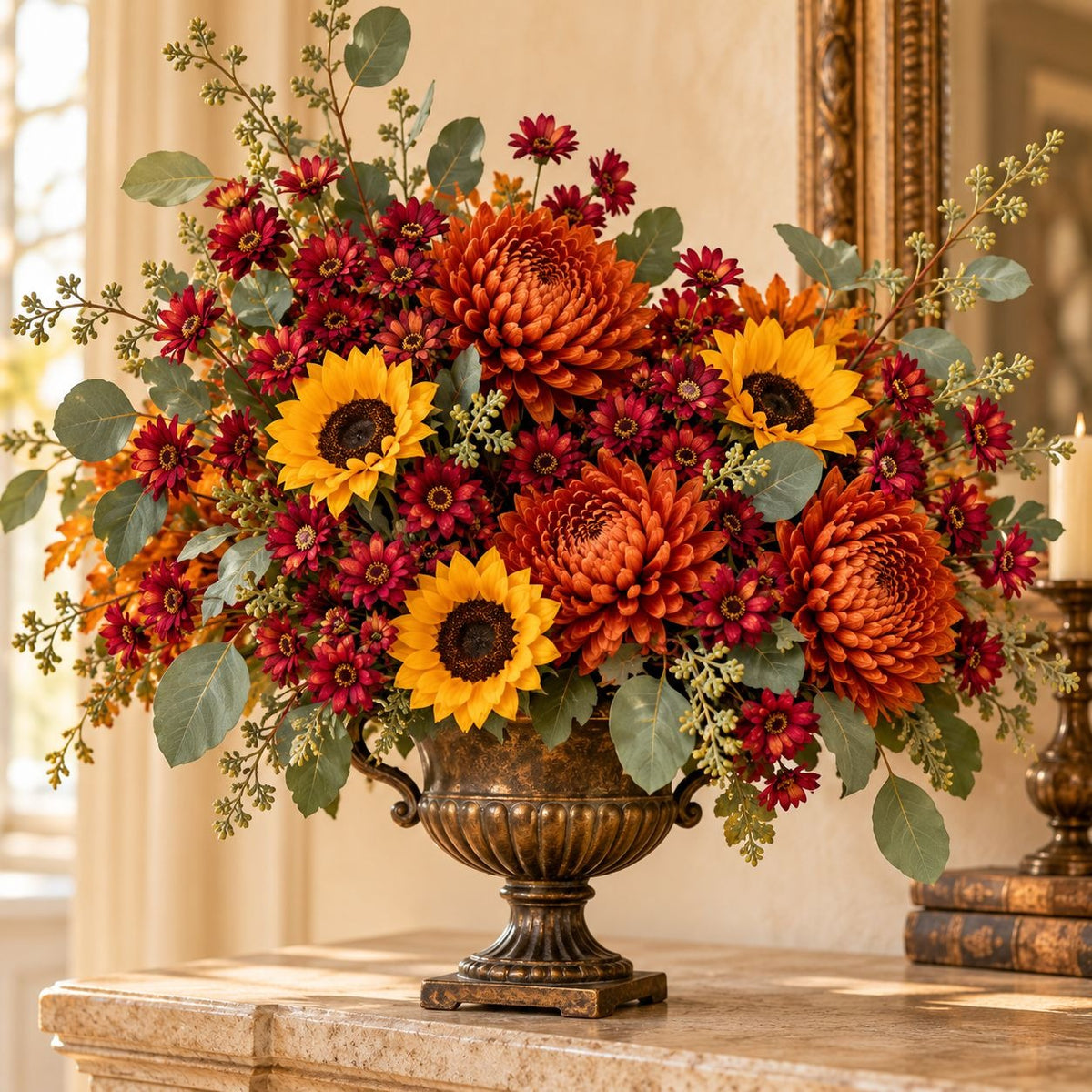 42 Burgundy Mini Daisy Flowers, 1 Inch Artificial Silk Wine Red Craft Blooms