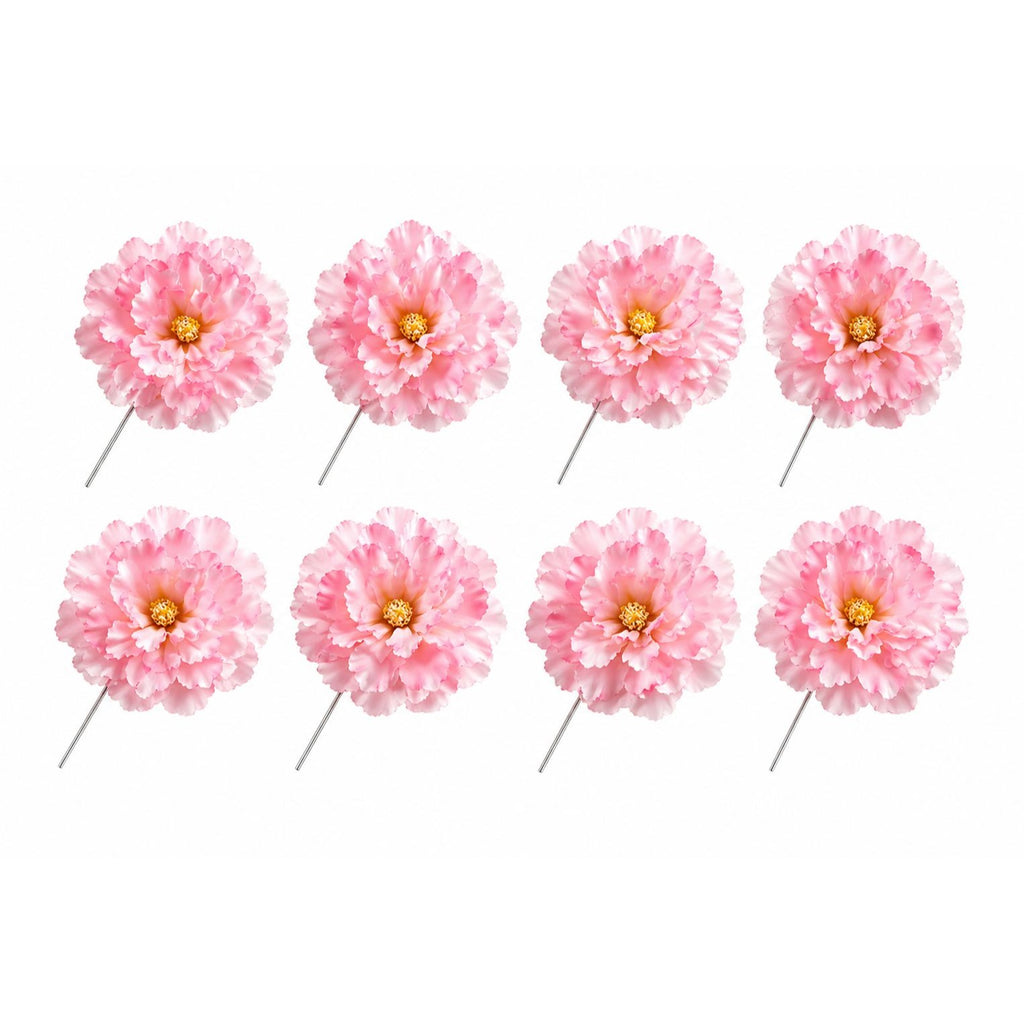 Blush Pink Peony Flower Picks Set of 8 Soft Pink Blooms Wired Floral for Wreaths Hats Hair Crafts