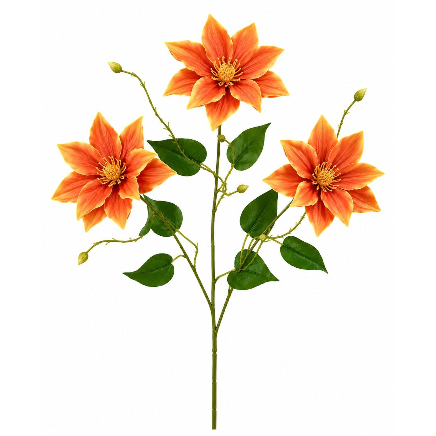 Orange Clematis Stem Faux Flower Branch Silk Floral Stem Autumn Floral Decor Farmhouse Vase Flower Cottagecore Wedding Stem 30 Inch