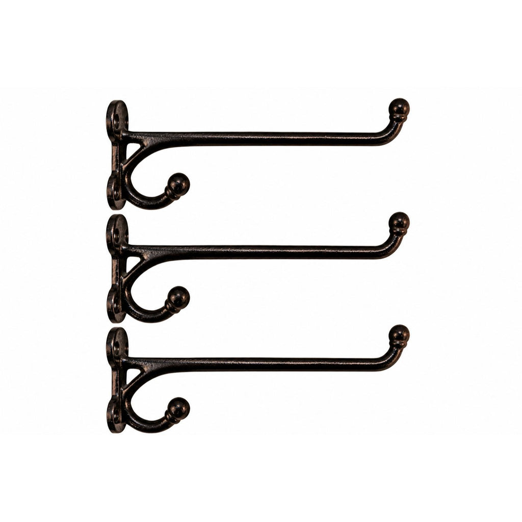Vintage Black Iron Western Harness Wall Hooks Set of 3 Rustic Heavy Duty