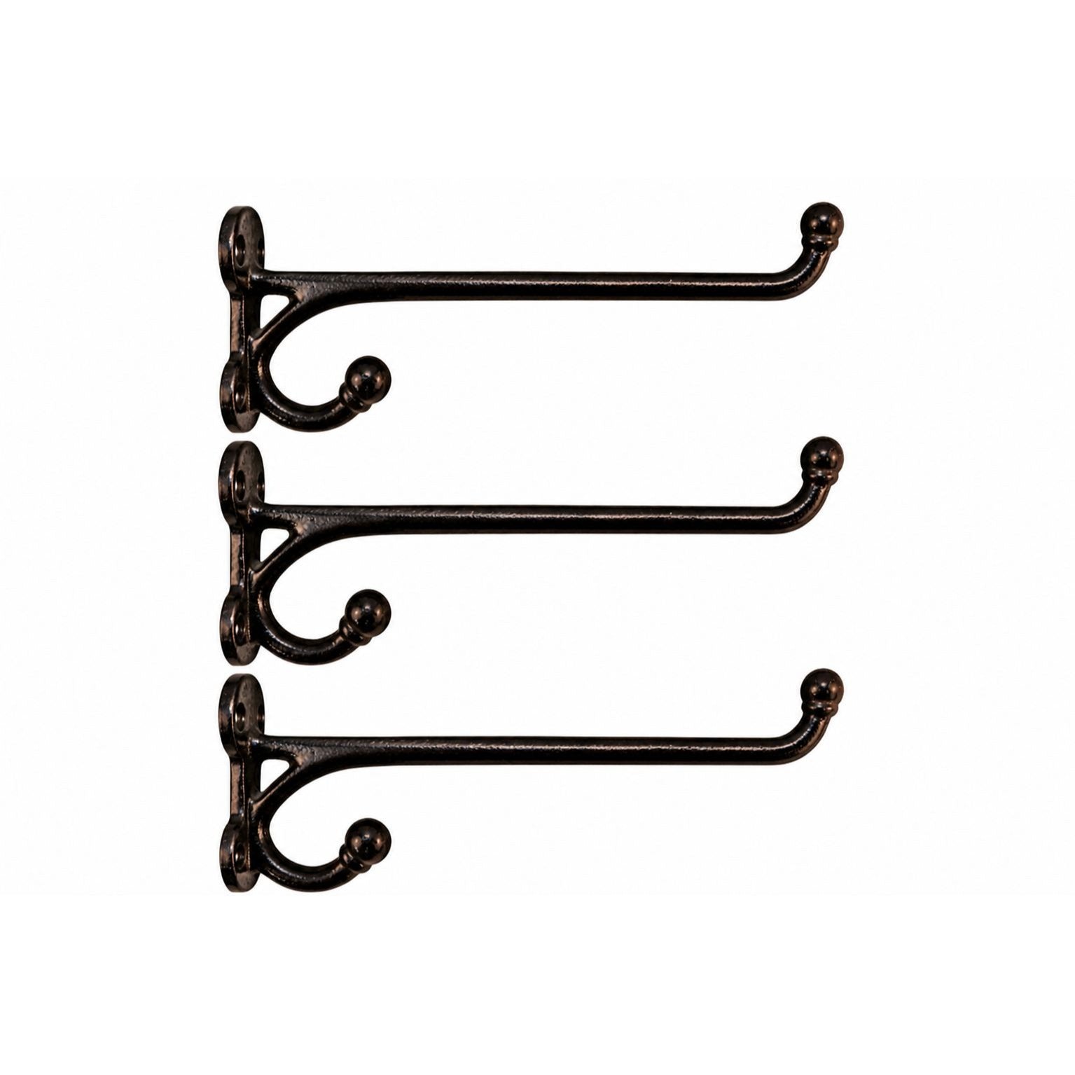 Vintage Black Iron Western Harness Wall Hooks Set of 3 Rustic Heavy Duty