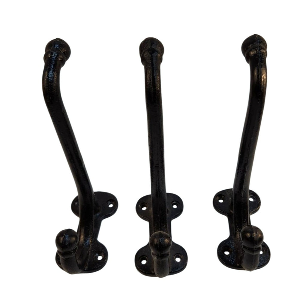 Vintage Black Iron Western Harness Wall Hooks Set of 3 Rustic Heavy Duty