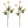 Set of 2 Coconut Milk Chrysanthemum Mums Pom Flower Stems, 20 Inch Cream Beige Artificial Silk Mum Filler, Neutral Fall Wedding Cottage Decor