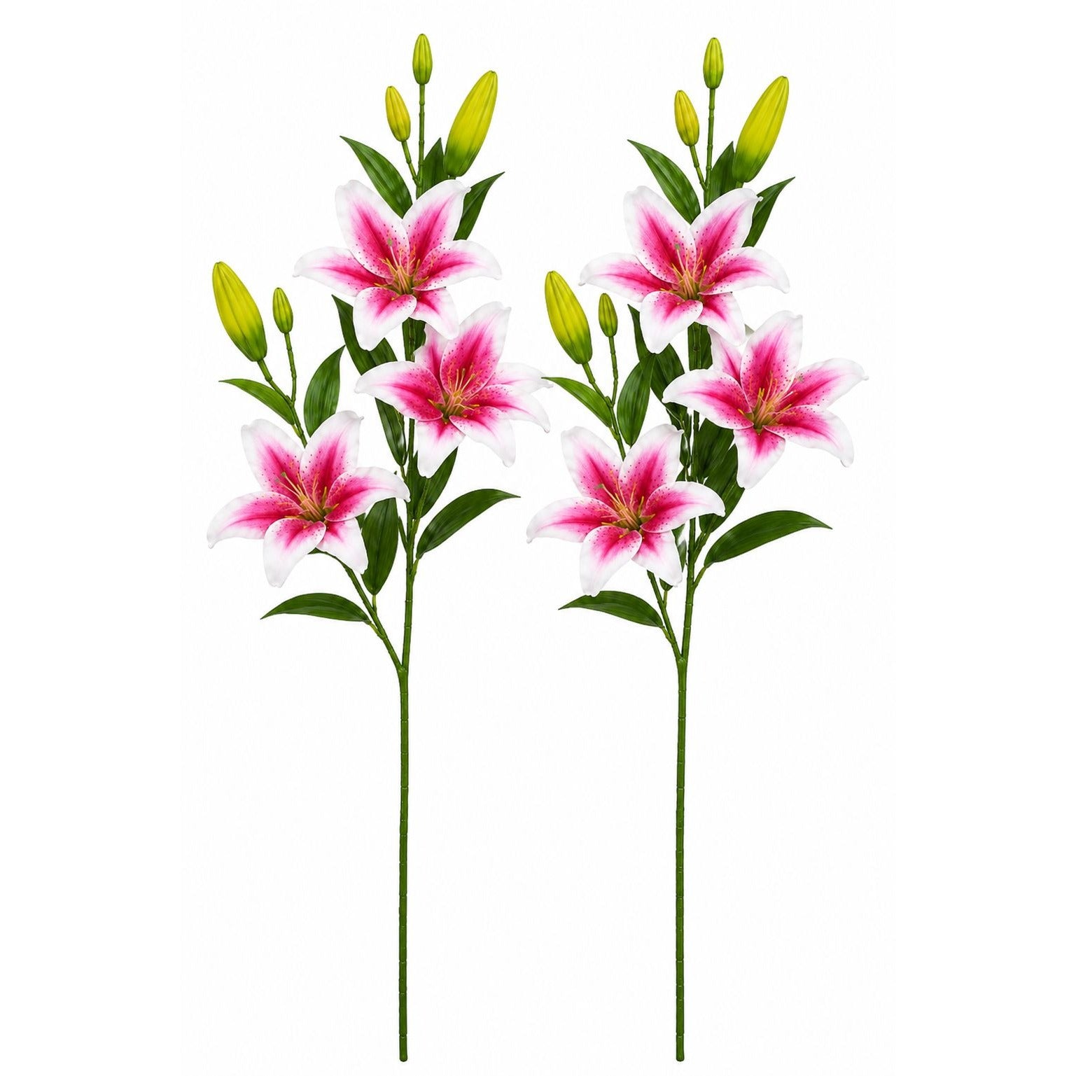 Pink Real Touch Lily Stems, Artificial Stargazer Lilies, Faux Lily Flowers, Tall Floral Stems, Wedding Flowers, Vase Arrangement, Set of 2