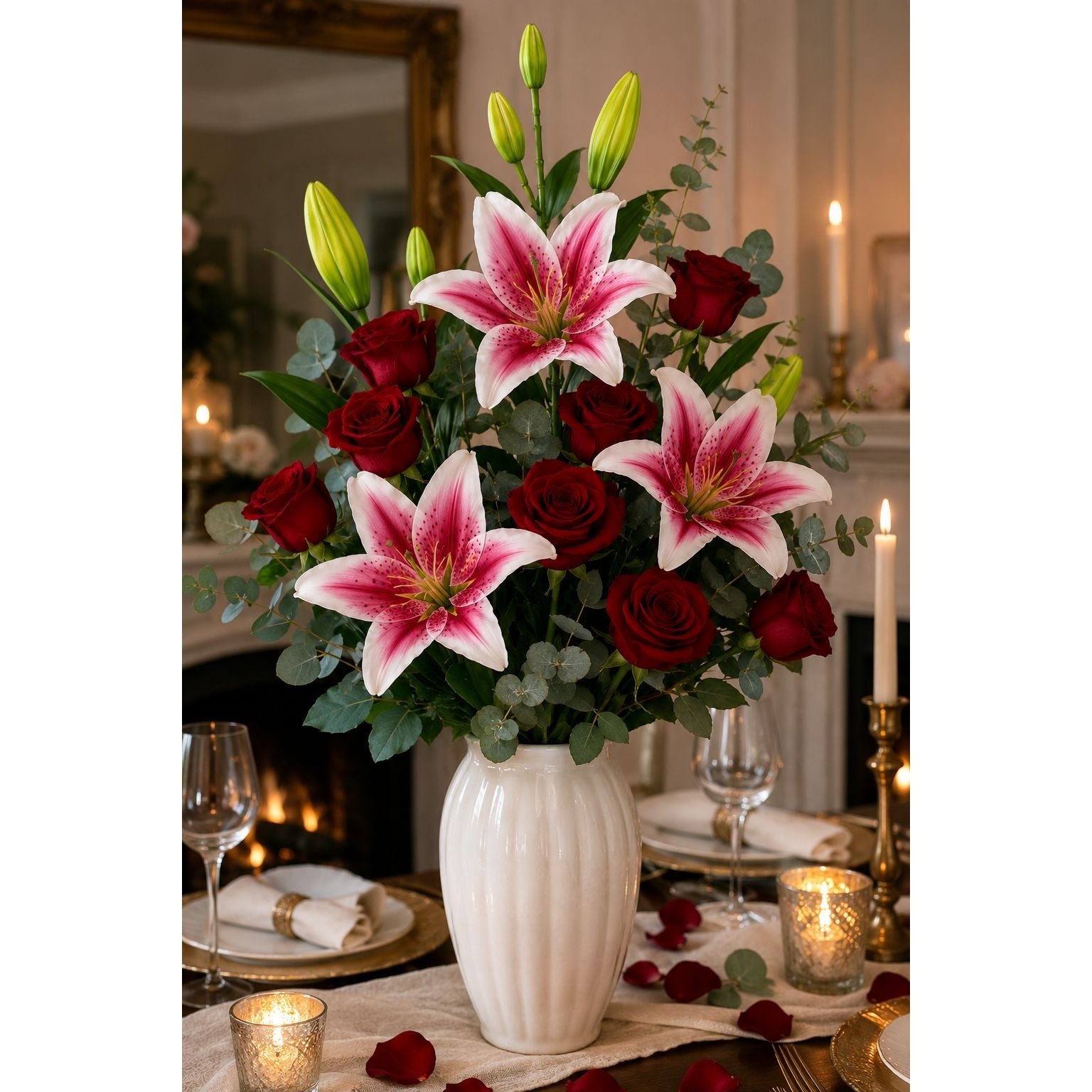 Pink Real Touch Lily Stems, Artificial Stargazer Lilies, Faux Lily Flowers, Tall Floral Stems, Wedding Flowers, Vase Arrangement, Set of 2