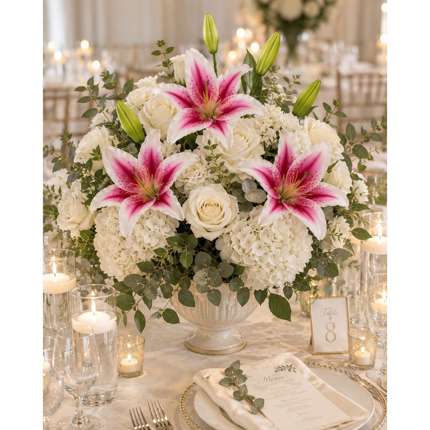 Pink Real Touch Lily Stems, Artificial Stargazer Lilies, Faux Lily Flowers, Tall Floral Stems, Wedding Flowers, Vase Arrangement, Set of 2