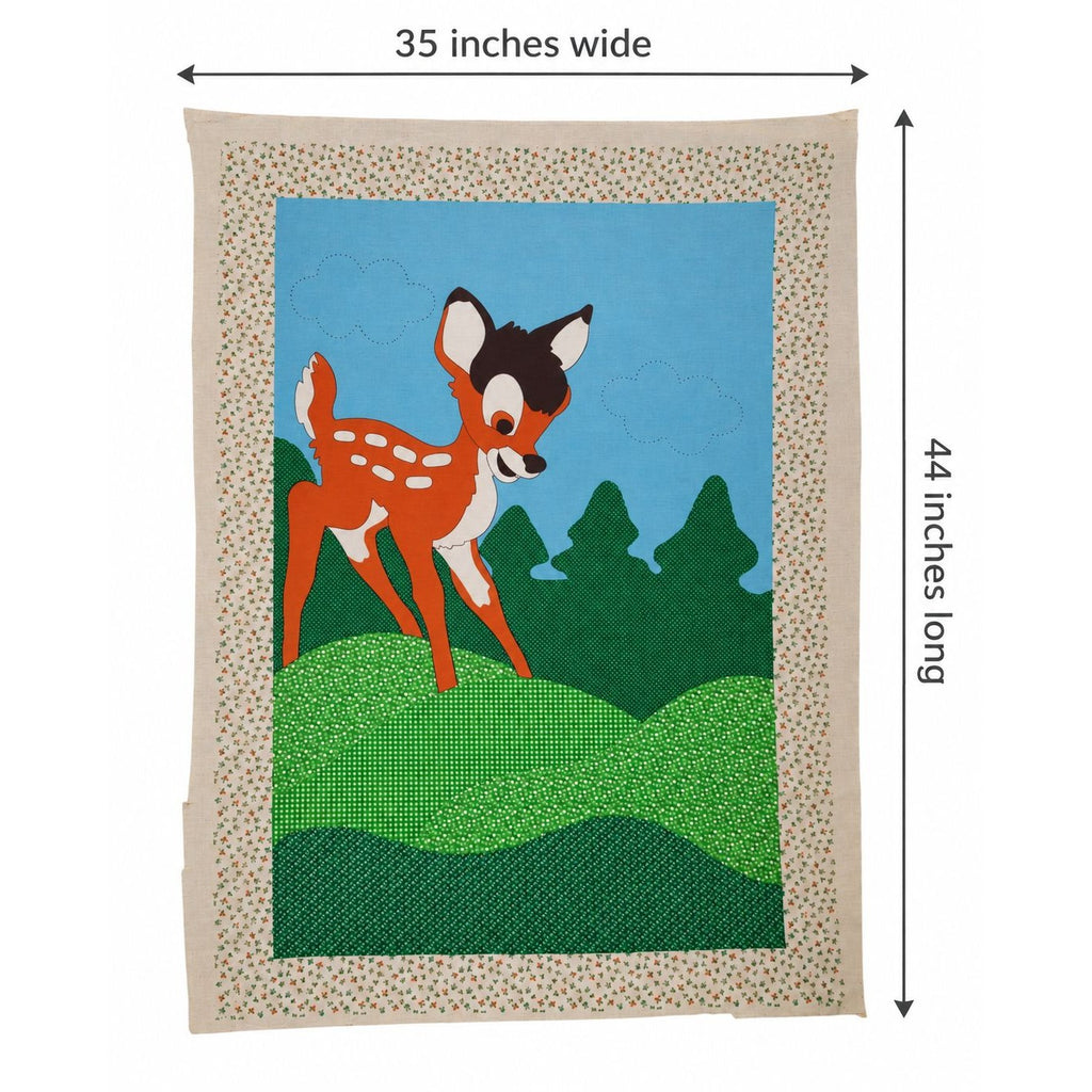Vintage 1970s Paragon Disney Bambi Quilt Fabric Panel 35 x 44 Inches Only