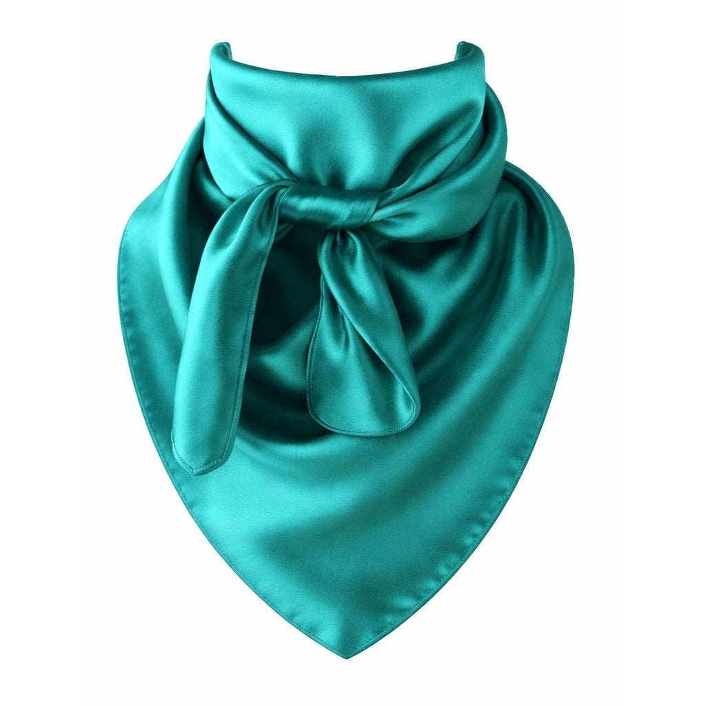 Teal Blue Wild Rag Scarf 35x35 Satin Western Cowgirl Cowboy Bandana