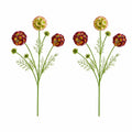 Artificial Scabiosa Flower Stems Green Blush Burgundy Faux Wildflower Cottage Floral Filler 24 Inch Set of 2