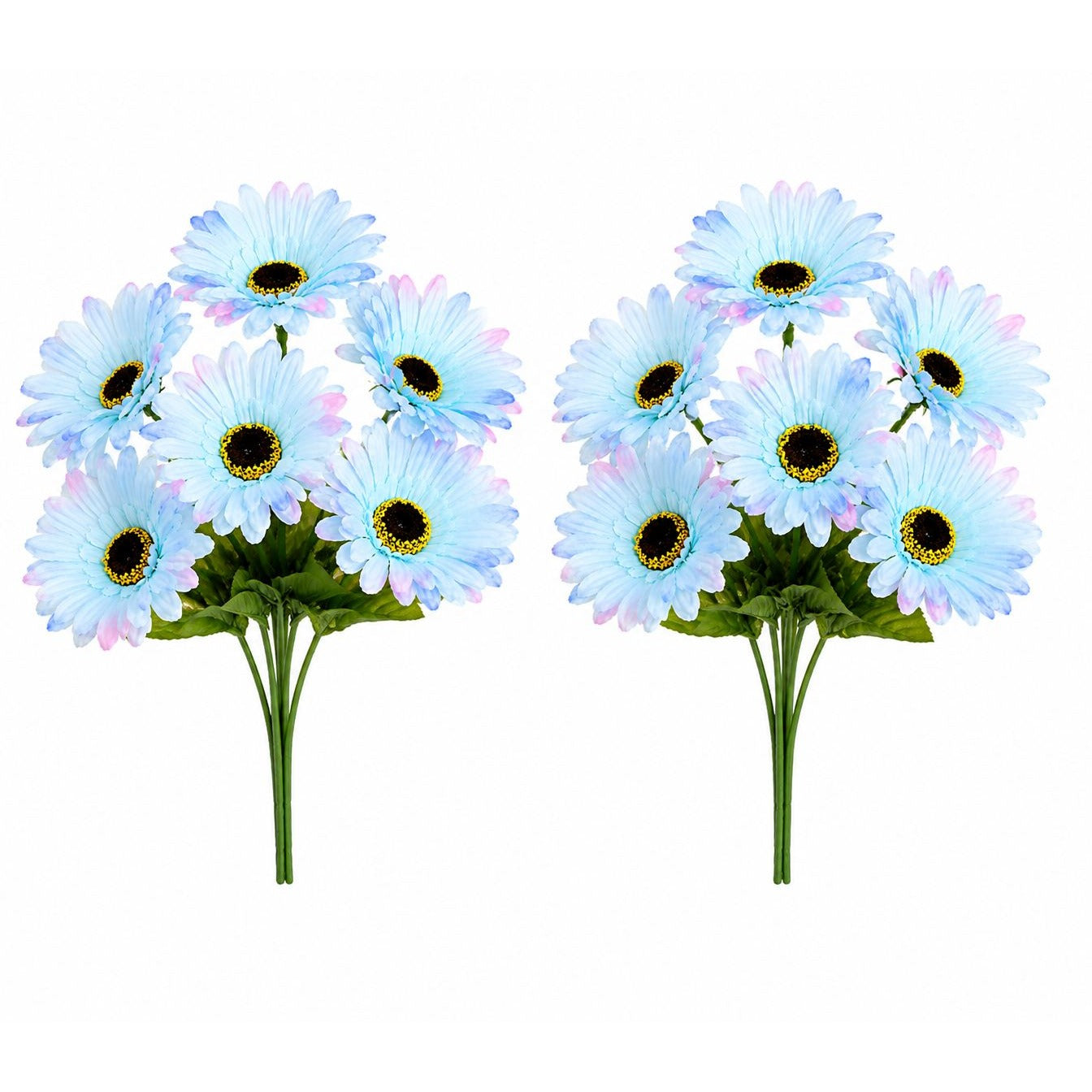 Set of 2 Artificial Blue Gerbera Daisy Bushes Faux Gerbera Flowers Cottagecore Decor Wedding Centerpieces French Country Floral Decor