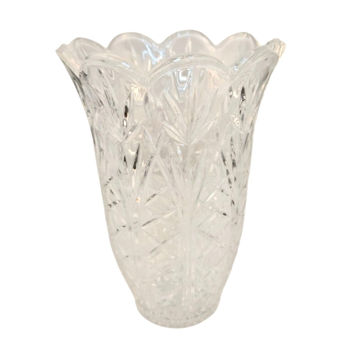 1990s Fifth Avenue Crystal Vase 7 Inch Lexington Cut Diamond Pattern Vase