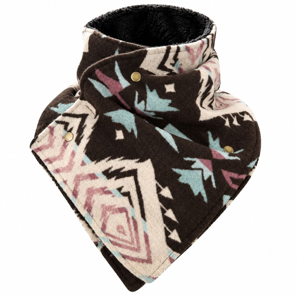Southwestern Cowl Neck Warmer Scarf 36 x 9.5 Inch Fleece Lined Cowgirl
