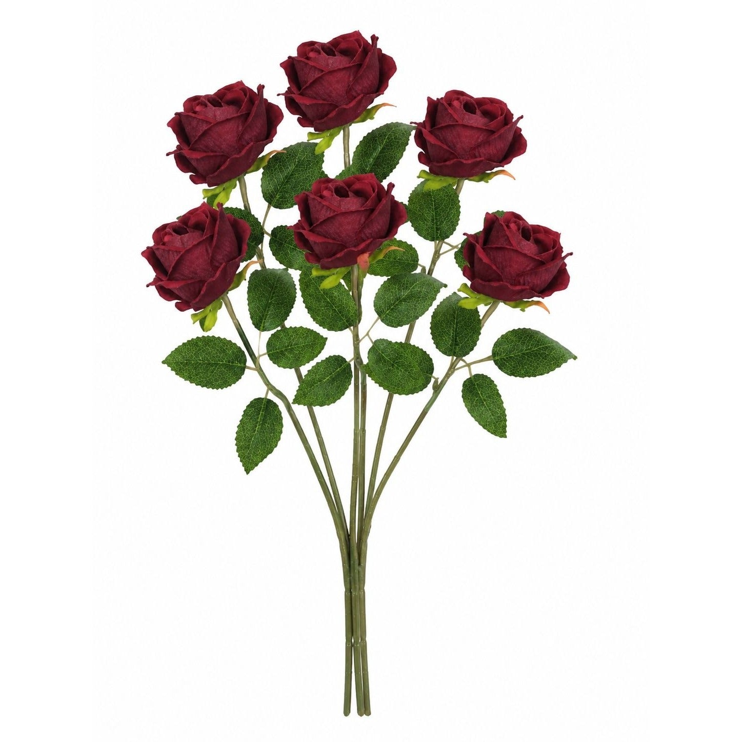 Artificial Burgundy Rose Stems Dark Red Faux Roses Velvet Flower Bouquet Gothic Wedding Decor 20 Inch Set of 6