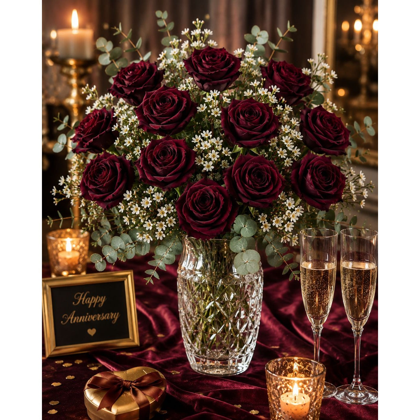 Artificial Burgundy Rose Stems Dark Red Faux Roses Velvet Flower Bouquet Gothic Wedding Decor 20 Inch Set of 6