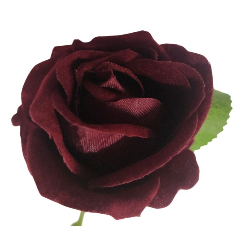 Artificial Burgundy Rose Stems Dark Red Faux Roses Velvet Flower Bouquet Gothic Wedding Decor 20 Inch Set of 6