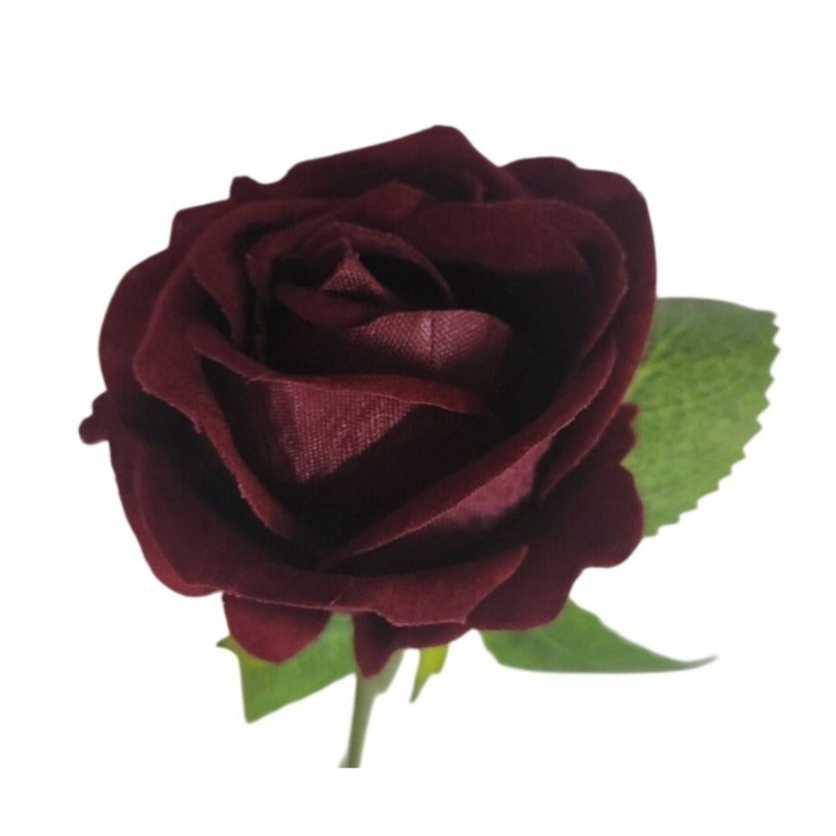 Artificial Burgundy Rose Stems Dark Red Faux Roses Velvet Flower Bouquet Gothic Wedding Decor 20 Inch Set of 6