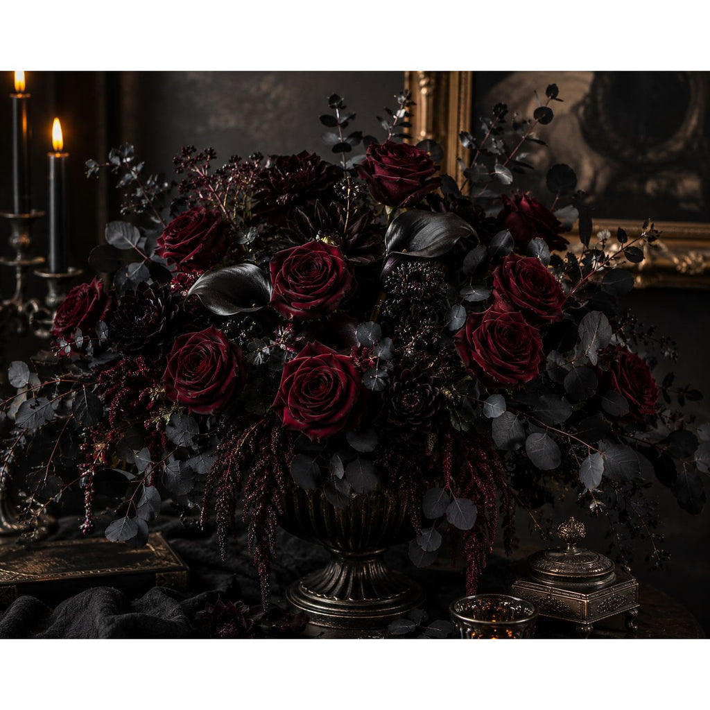 Artificial Burgundy Rose Stems Dark Red Faux Roses Velvet Flower Bouquet Gothic Wedding Decor 20 Inch Set of 6