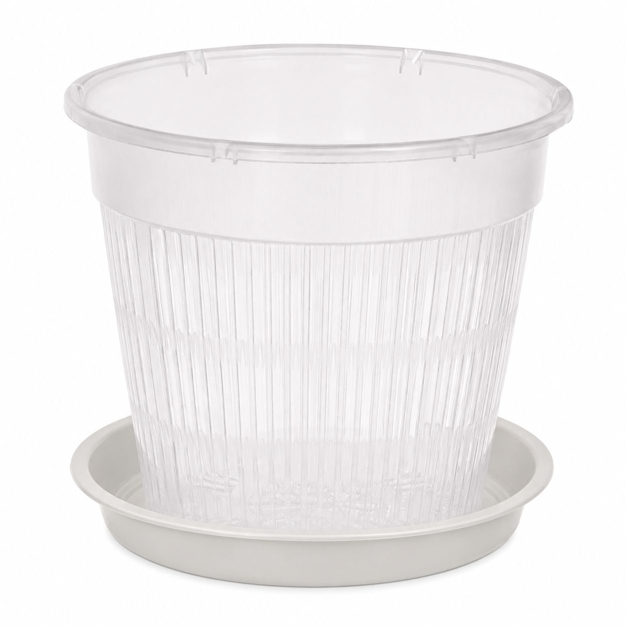 6 Inch Clear Orchid Pot with Saucer Slotted Planter Transparent Indoor Houseplant Repotting Pot