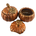 TII Collections Ceramic Pumpkin Containers Lids Set 2 Sugar Bowl Candy Dish Fall