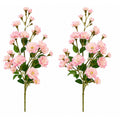 Blush Pink Cream Artificial Mini Rose Sprays Set of 2 | 29 Inch Wired Silk Filler Flowers for Wreaths Bouquets Cottage Decor