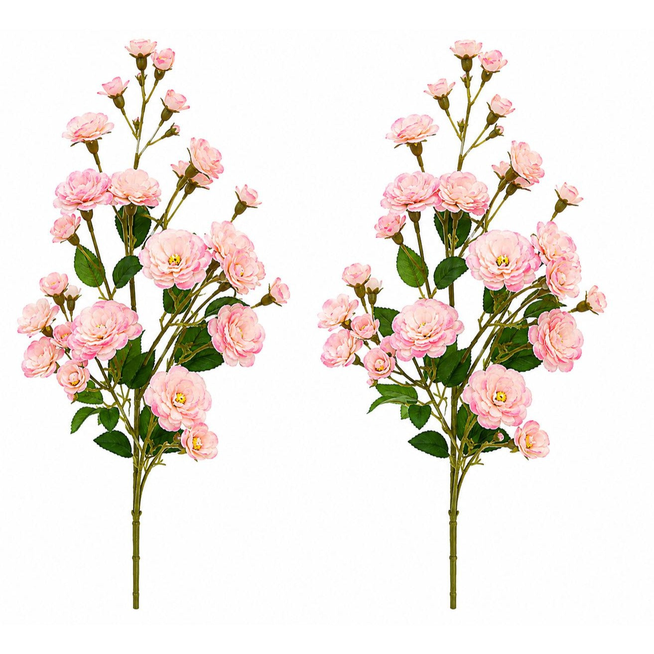 Blush Pink Cream Artificial Mini Rose Sprays Set of 2 | 29 Inch Wired Silk Filler Flowers for Wreaths Bouquets Cottage Decor