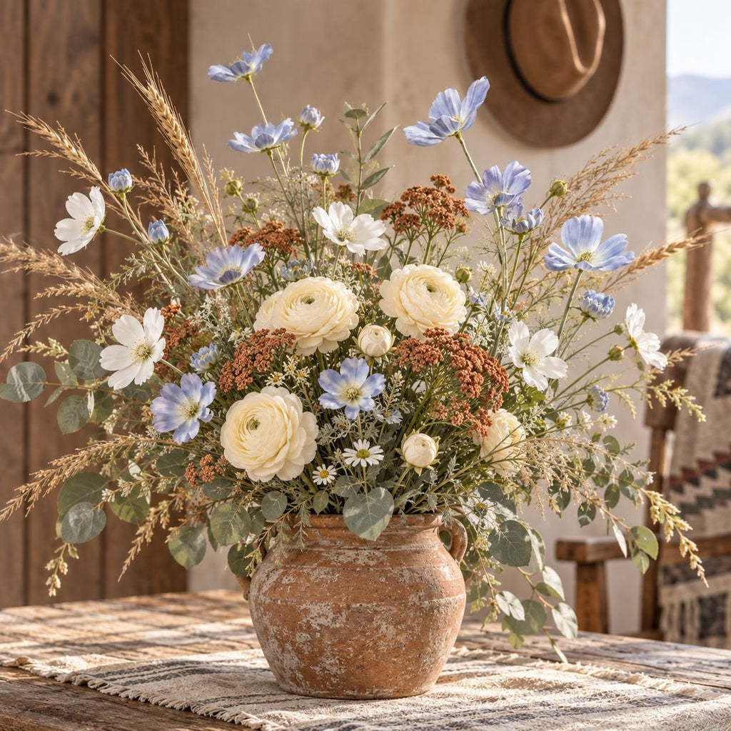 White Artificial Cosmos Stems, Set of 2, 24 Inch Wildflower Sprays