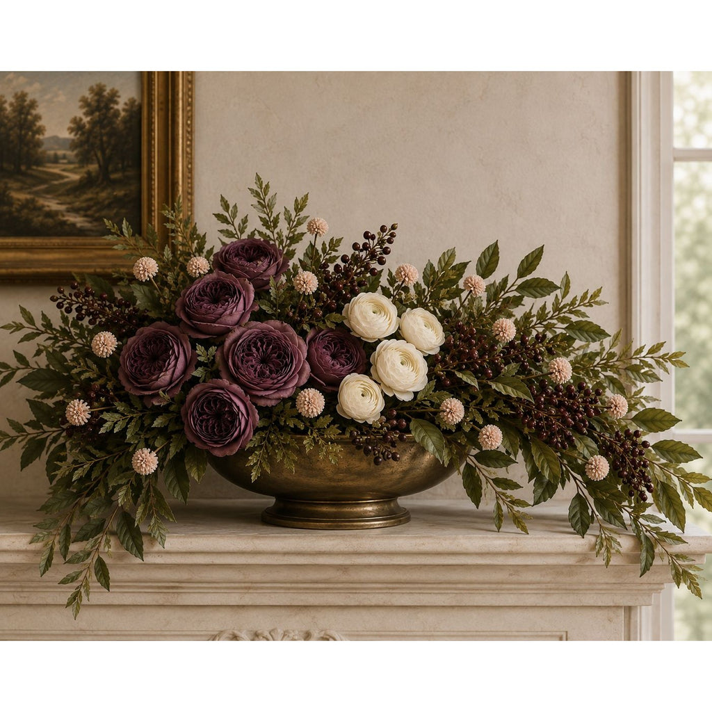 Soft Nude Blush Pom Pom Chrysanthemum Stems Set of 2, 20 Inch Artificial Silk Flowers