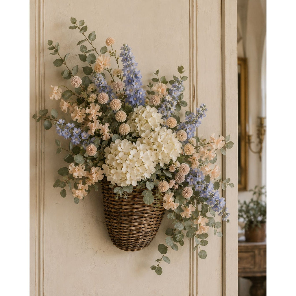 Soft Nude Blush Pom Pom Chrysanthemum Stems Set of 2, 20 Inch Artificial Silk Flowers