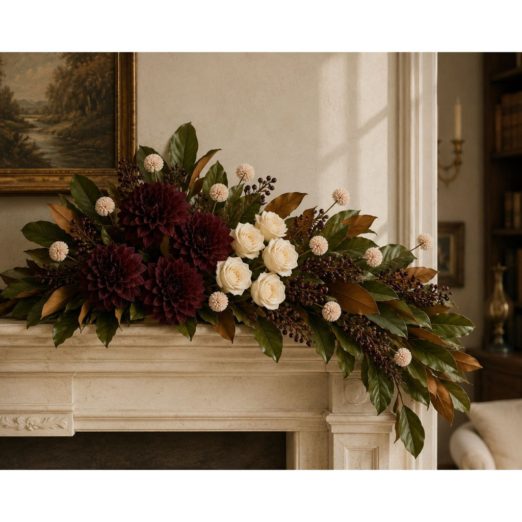 Soft Nude Blush Pom Pom Chrysanthemum Stems Set of 2, 20 Inch Artificial Silk Flowers