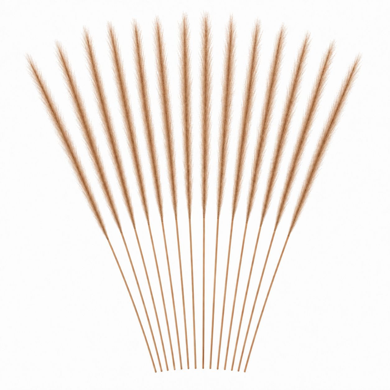 Taupe Tan Faux Feather Grass Stems, Set of 16, 31 Inch Wispy Artificial Pampas Plumes