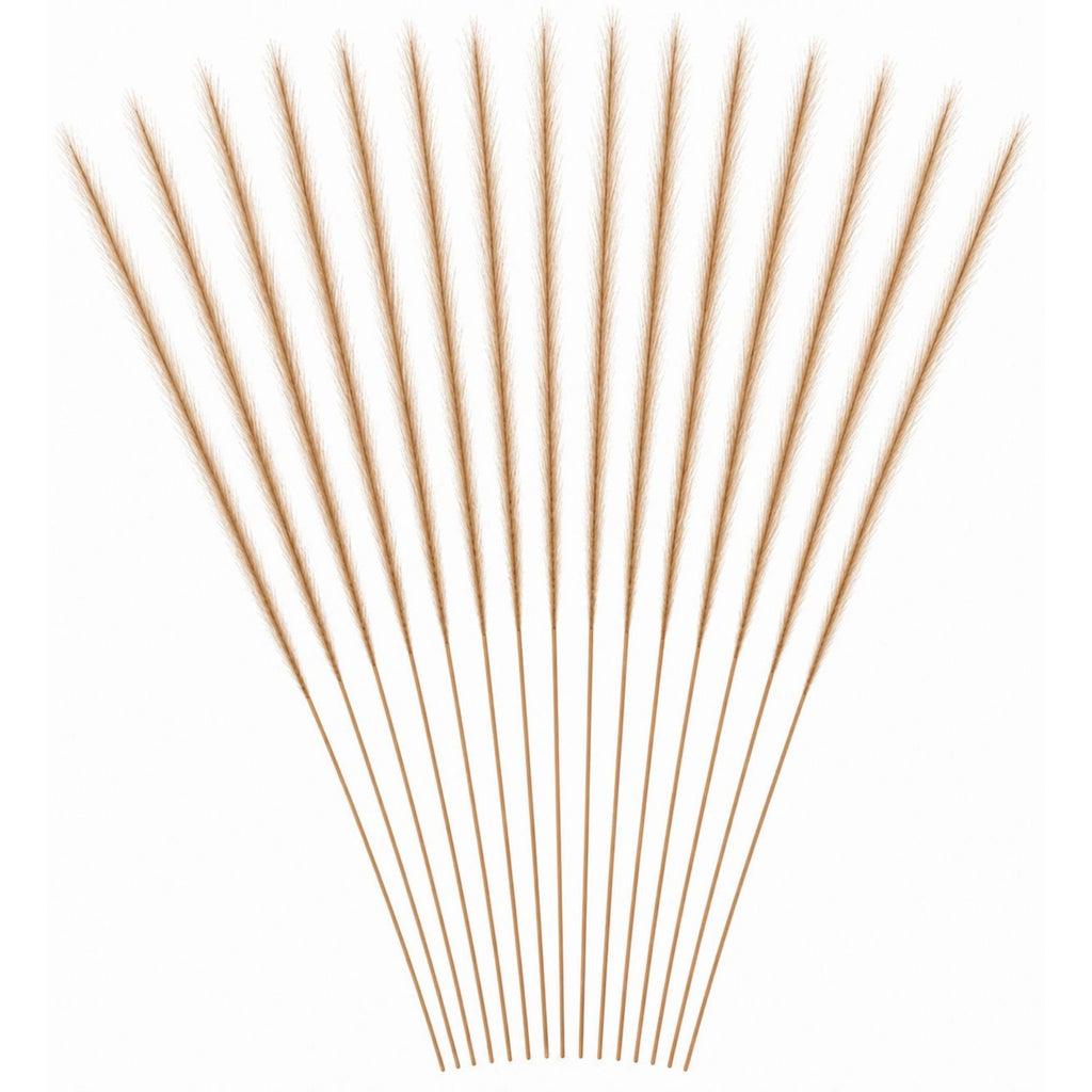 Taupe Tan Faux Feather Grass Stems, Set of 16, 31 Inch Wispy Artificial Pampas Plumes