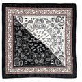 Womens Satin Paisley Wild Rag Scarf Black White Brown Western Cowgirl Hair Neck Scarf 35x35