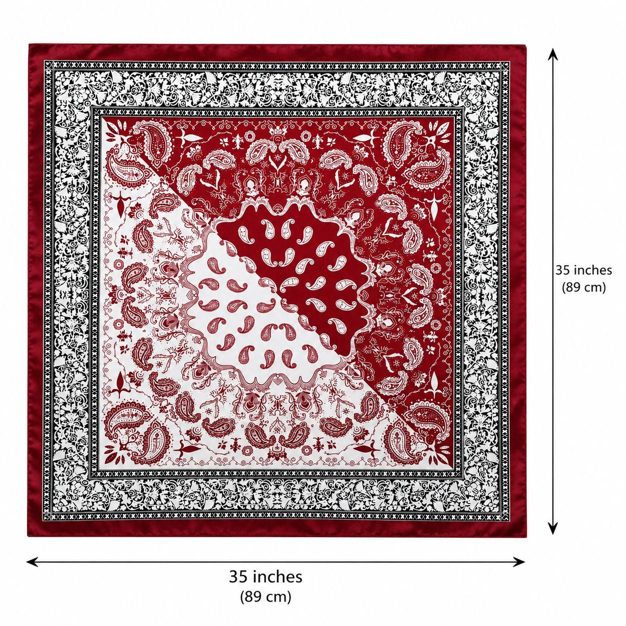 Red White Satin Wild Rag Scarf 35x35 Western Cowgirl Bandana Neck Hair Scarf