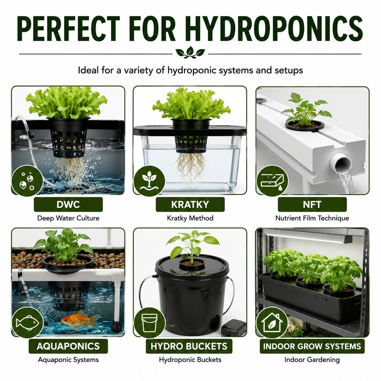 5 Inch Net Pots 2 Pack, Hydroponic Net Cups, DWC Net Pots, Mesh Plant Pots, Aquaponics Baskets, Hydroponic Grow Cups