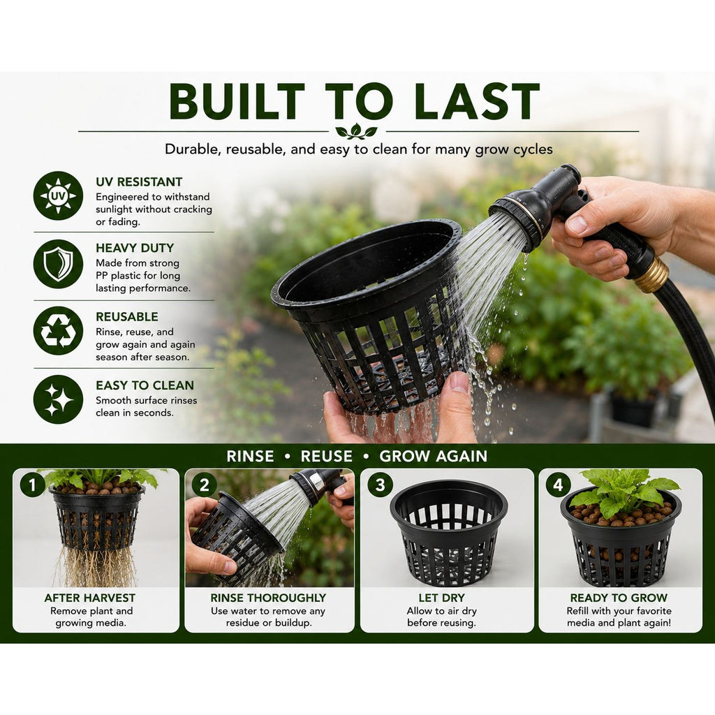 5 Inch Net Pots 2 Pack, Hydroponic Net Cups, DWC Net Pots, Mesh Plant Pots, Aquaponics Baskets, Hydroponic Grow Cups
