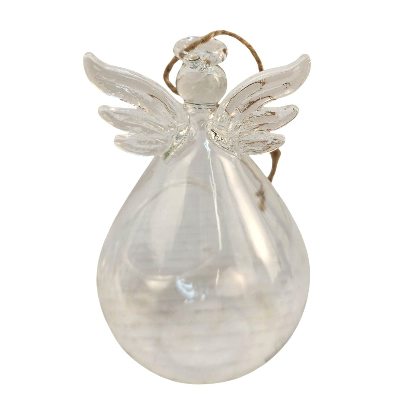 Set of 2 Glass Angel Ornaments Memorial Religious Hanging Tea Light Holder