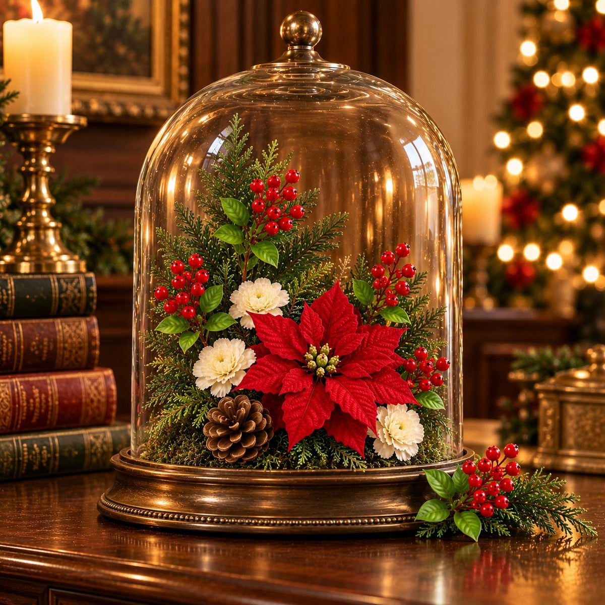Artificial Red Berry Cluster Stems Set of 4, 9 Inch Faux Christmas Picks