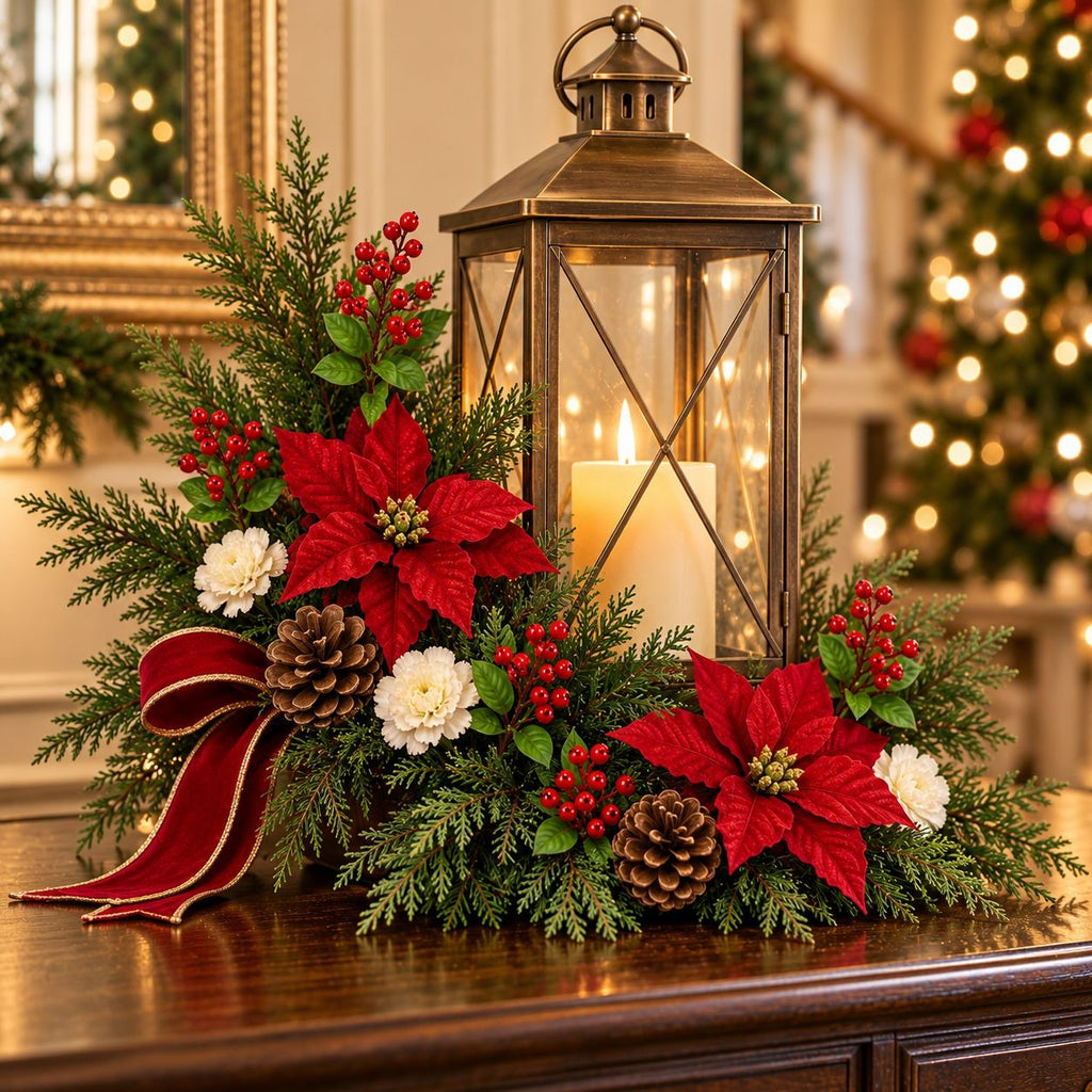 Artificial Red Berry Cluster Stems Set of 4, 9 Inch Faux Christmas Picks