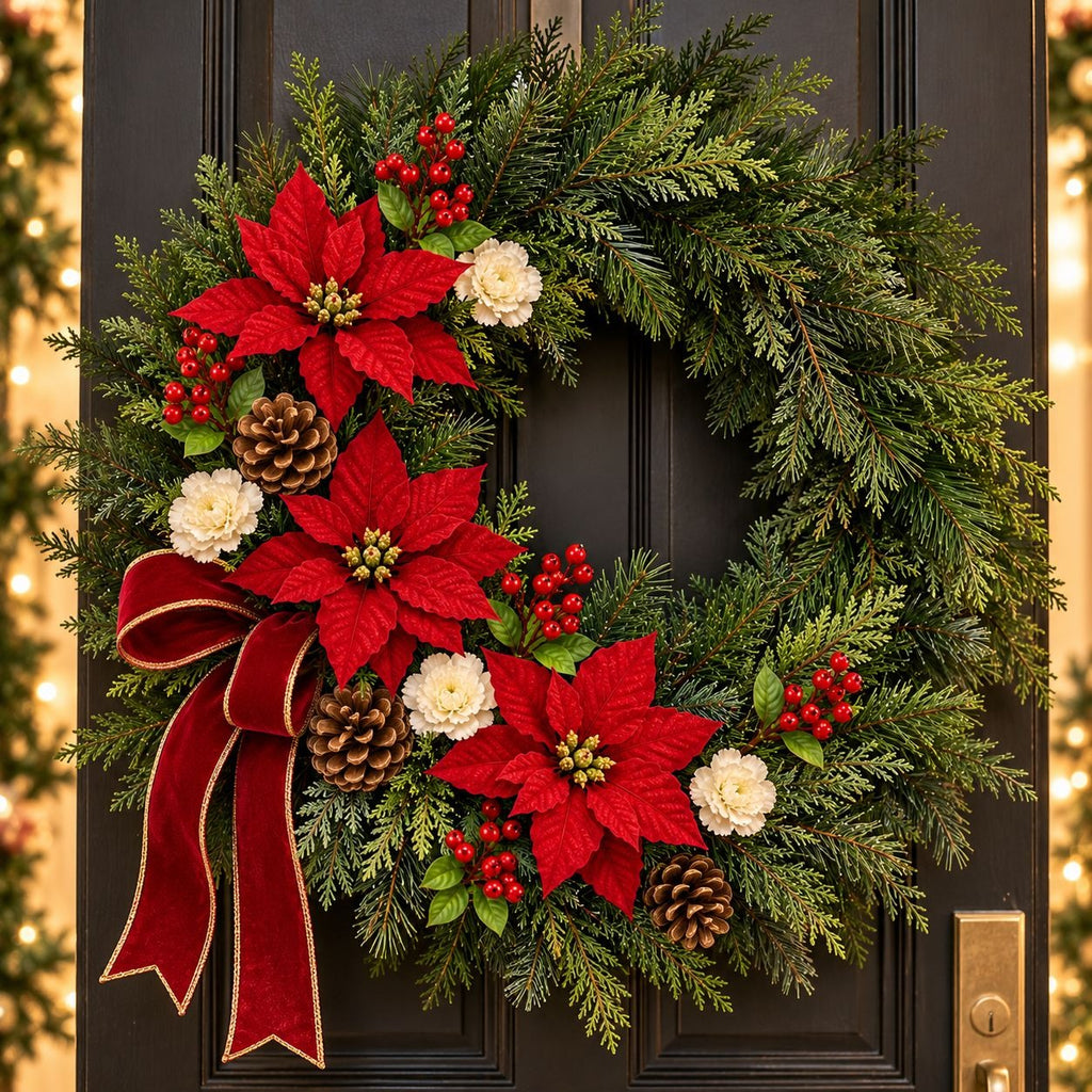 Artificial Red Berry Cluster Stems Set of 4, 9 Inch Faux Christmas Picks
